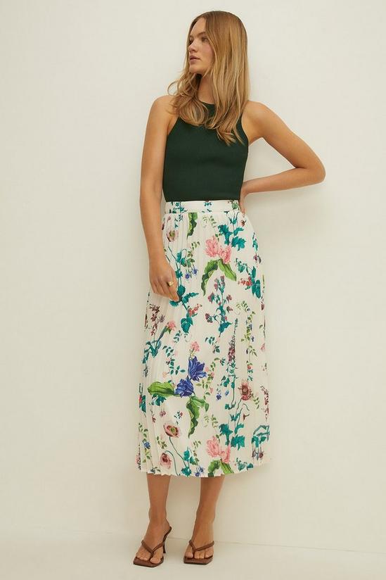 Oasis Amalie Floral Printed Pleated Midi Skirt 1