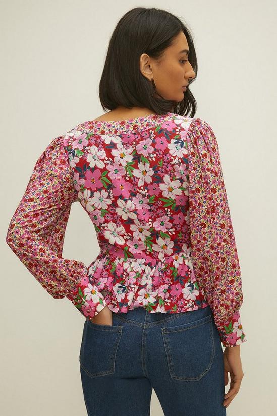 Oasis Mixed Pink Floral Button Tea Blouse 3