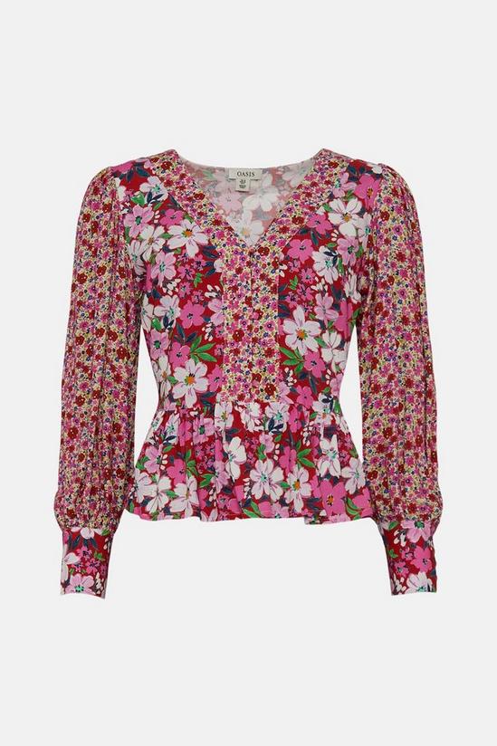 Oasis Mixed Pink Floral Button Tea Blouse 4