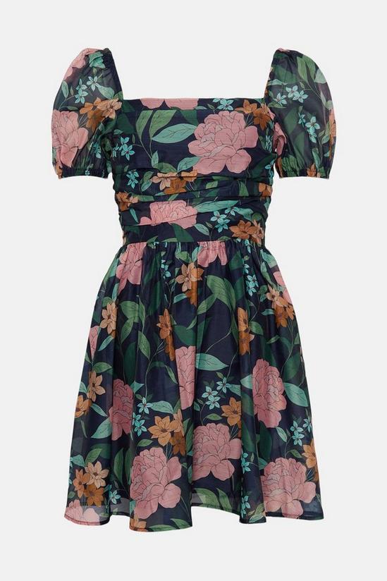 Oasis Flower Shirred Organza Mini Dress 4