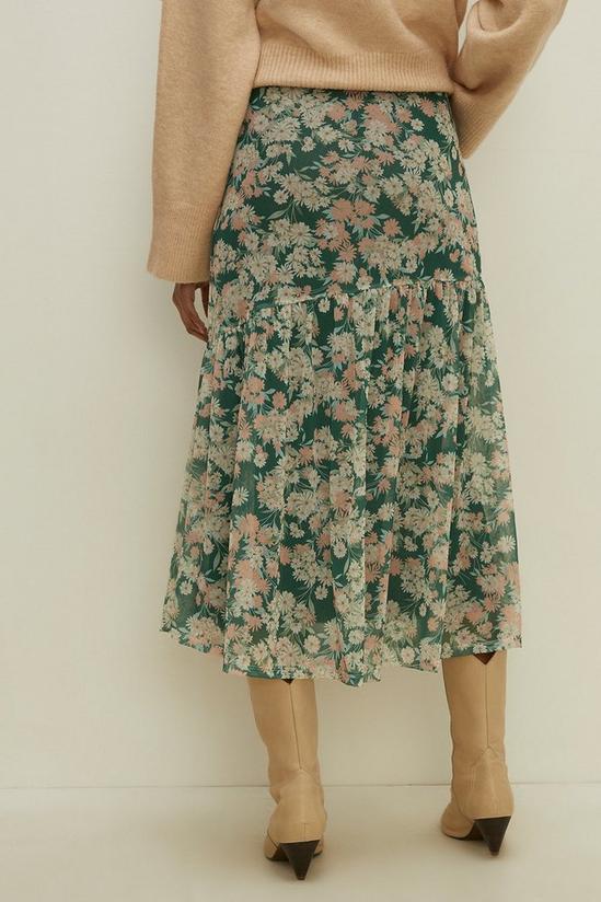 Oasis Floral Print Mesh Tiered Midi Skirt 3