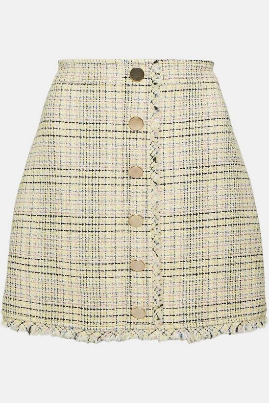 Oasis Premium Tweed Button Detail Aline Skirt 4