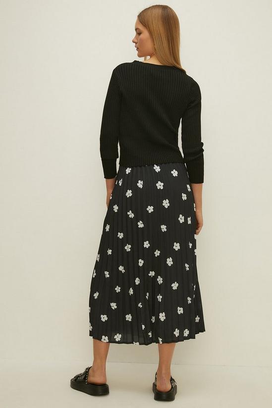 Oasis Mono Floral Pleated Midi Skirt 3