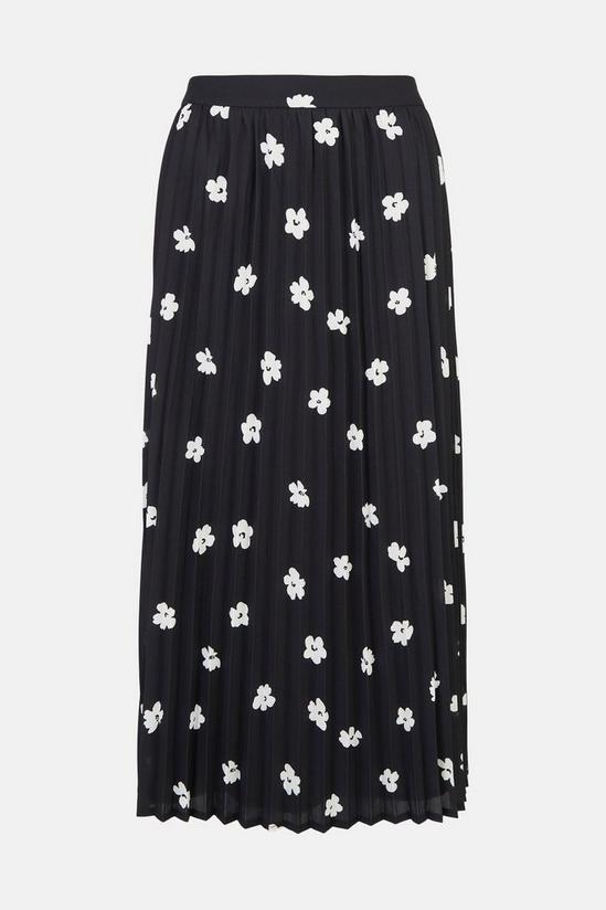 Oasis Mono Floral Pleated Midi Skirt 4