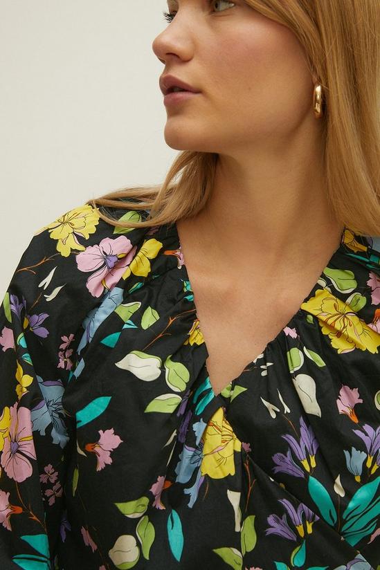 Oasis Neon Floral Structured Wrap Top 1