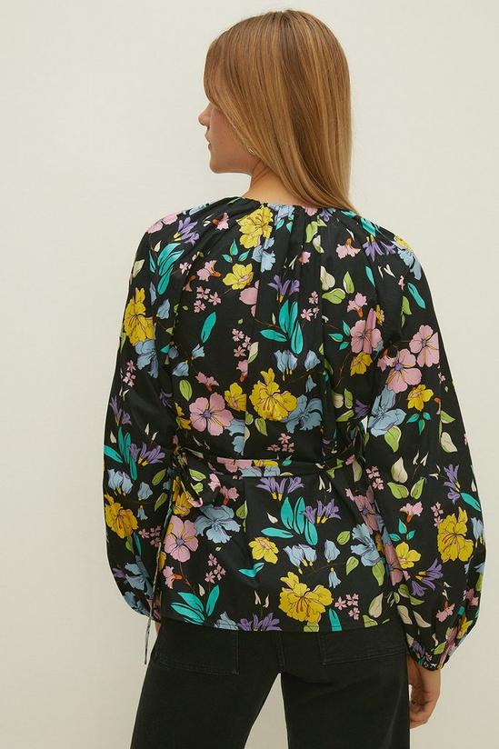 Oasis Neon Floral Structured Wrap Top 3