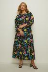 Oasis Plus Size Neon Floral Tie Cuff Printed Dress thumbnail 1