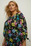 Oasis Plus Size Neon Floral Tie Cuff Printed Dress thumbnail 2