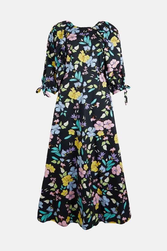 Oasis Petite Neon Floral Tie Cuff Printed Dress 4
