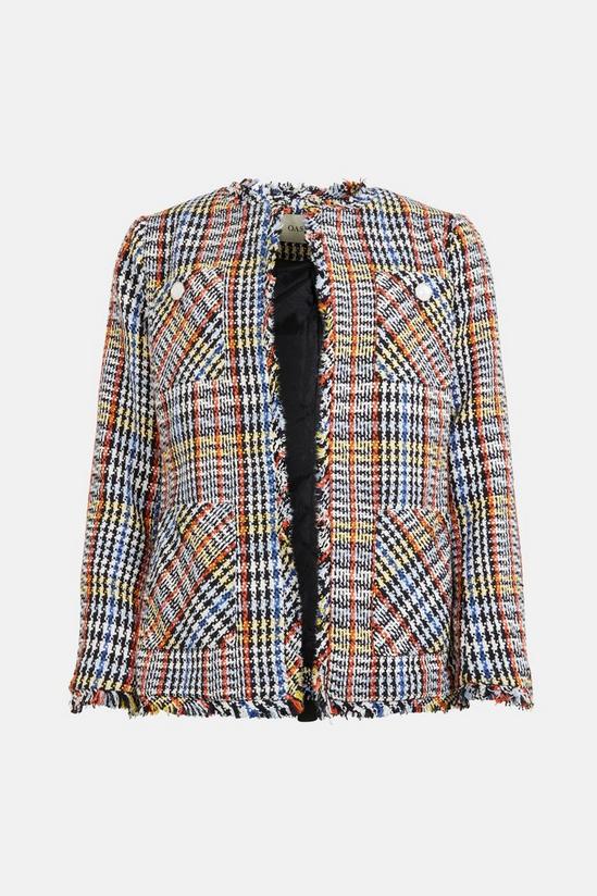 Oasis Tweed Fringed Tailored Jacket 4