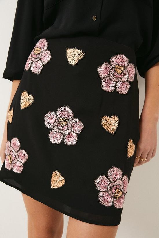 Oasis Beaded Floral Heart Aline Skirt 2