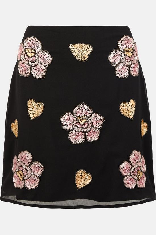 Oasis Beaded Floral Heart Aline Skirt 4