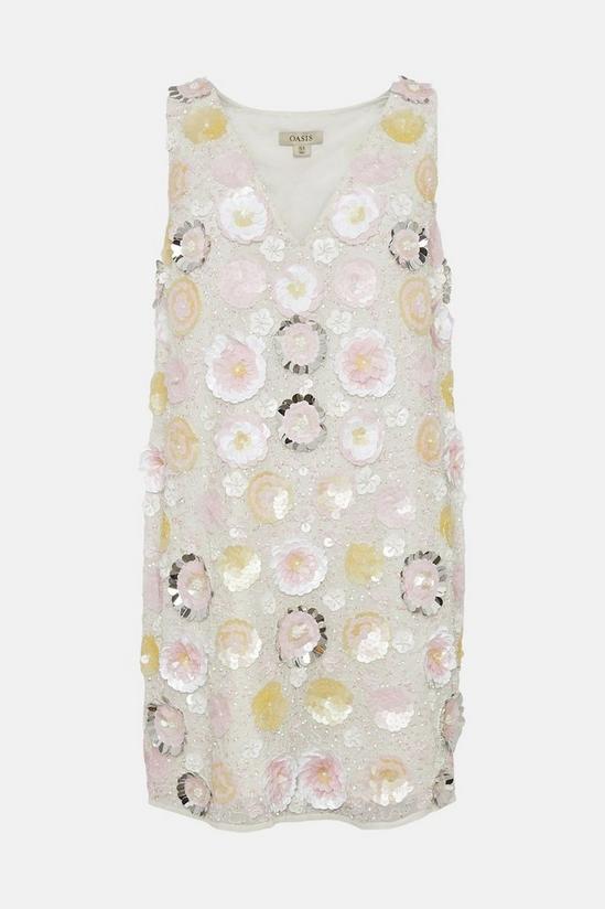 Oasis 3d Pastel Floral Sequin A Line Shift Dress 4