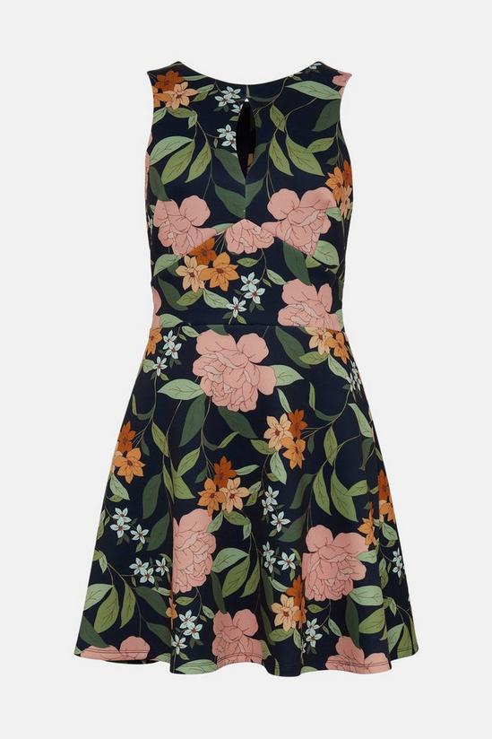 Oasis Floral Button Detail Scuba Skater Dress 4