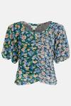 Oasis Floral Patched Ruched Front Mesh Top thumbnail 4