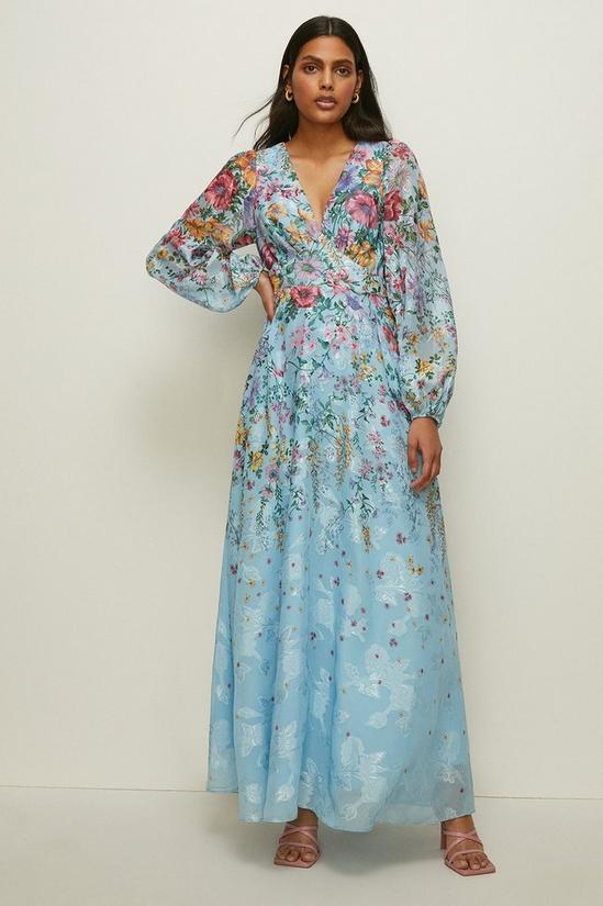Oasis Floating Floral Balloon Sleeve Maxi Dress 1