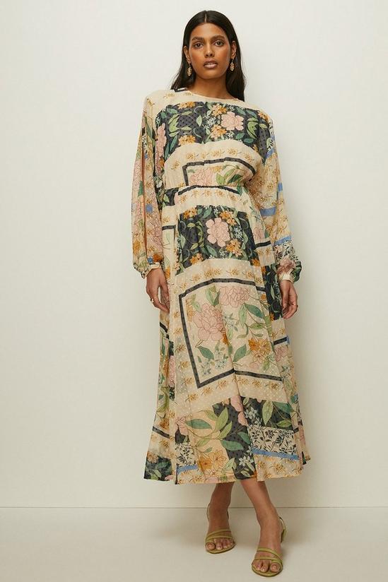 Oasis Border Printed Dobby Chiffon Midi Dress 1