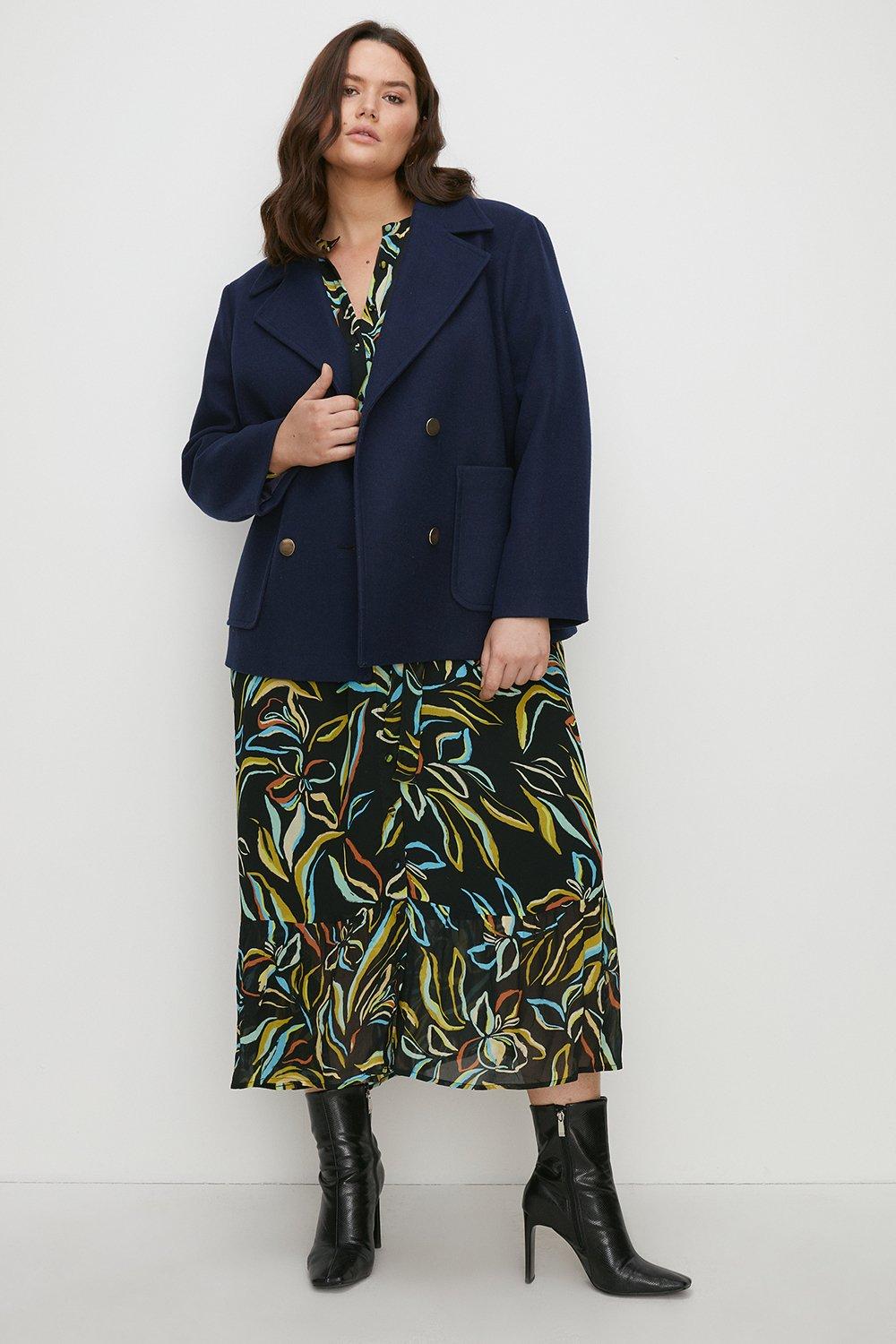 Skirted peacoat plus on sale size