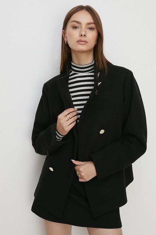 Oasis Collared Top Stitch Detail Short Coat 1