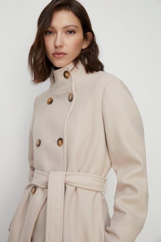 Oasis Belted Top Stitch Funnel Neck Coat 5