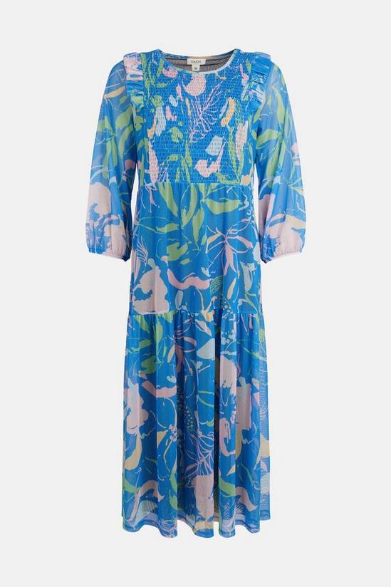 Oasis Floral Shirred Neck Mesh Midi Dress 4