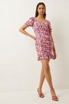 Oasis Slinky Jersey Floral Print Ruched Front Mini Dress thumbnail 2