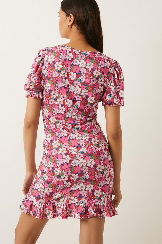 Oasis Slinky Jersey Floral Print Ruched Front Mini Dress 3