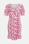Oasis Slinky Jersey Floral Print Ruched Front Mini Dress thumbnail 4