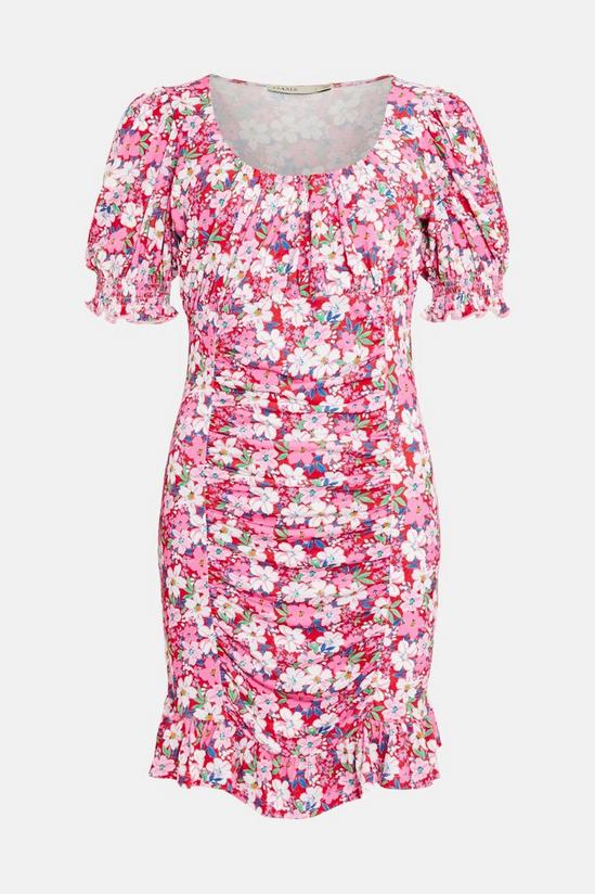 Oasis Slinky Jersey Floral Print Ruched Front Mini Dress 4