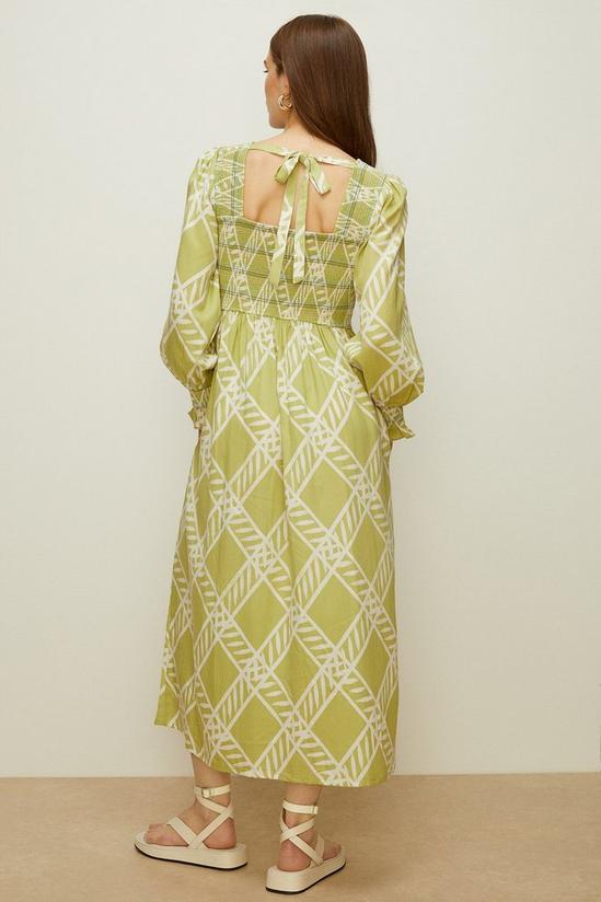 Oasis Printed Shirred Detail Midi Dress 3