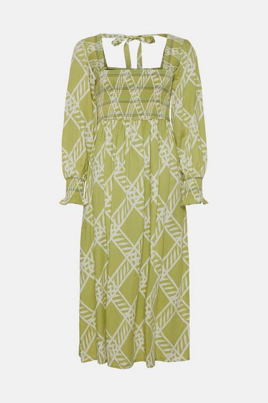 Oasis Printed Shirred Detail Midi Dress 4