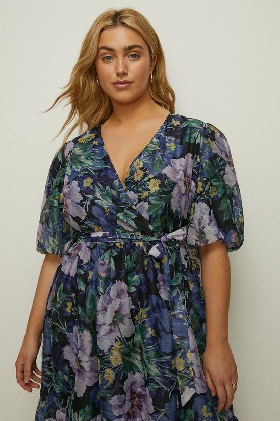Oasis Plus Size Lyanna Floral Organza Wrap Midi Dress 2