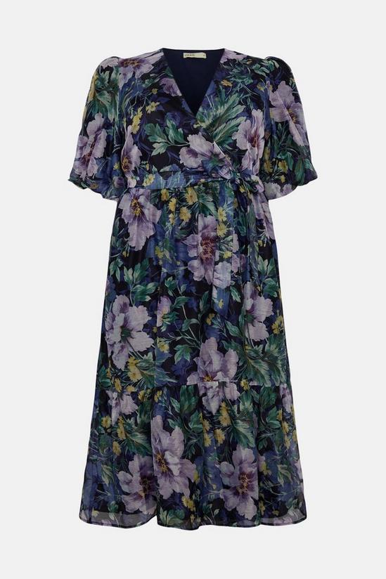 Oasis Plus Size Lyanna Floral Organza Wrap Midi Dress 4