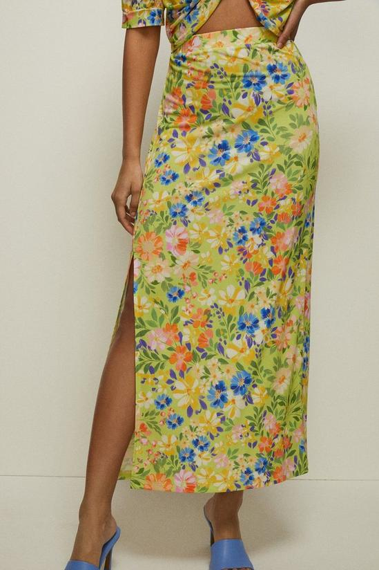 Oasis Slinky Jersey Floral Print Split Midaxi Skirt 2