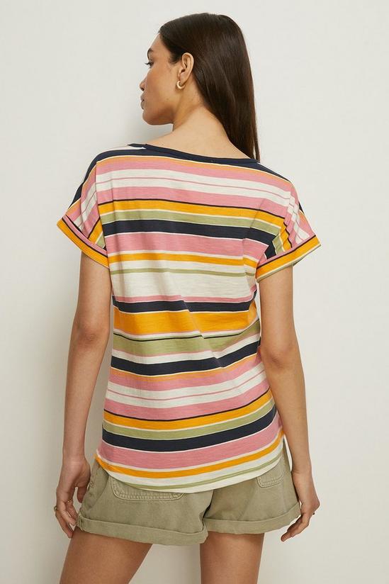 Oasis Variegated Stripe Cotton Slub Roll Sleeve T-Shirt 3