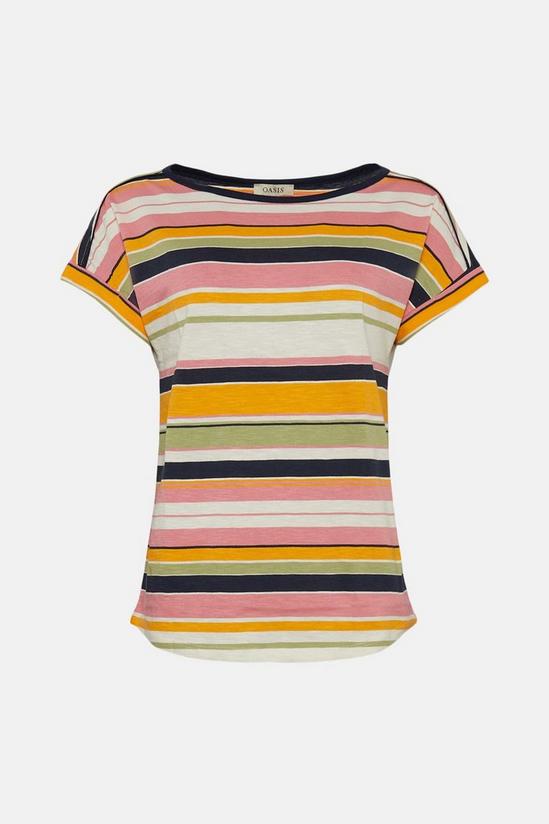 Oasis Variegated Stripe Cotton Slub Roll Sleeve T-Shirt 4
