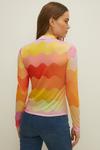 Oasis Textured Mesh Rainbow Wave Funnel Neck Top thumbnail 3