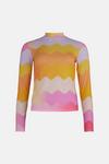 Oasis Textured Mesh Rainbow Wave Funnel Neck Top thumbnail 4