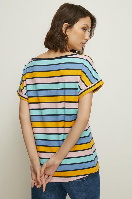 Oasis Block Stripe Cotton Slub Roll Sleeve T-Shirt 3