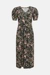 Oasis Slinky Jersey Floral Printed Ruched Sleeve Midi Dress thumbnail 4