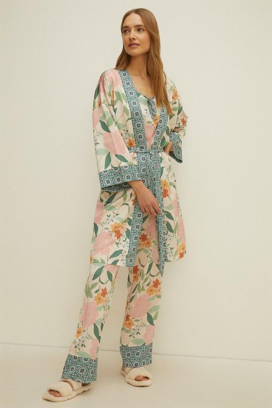 Oasis Patched Floral Satin Robe 1