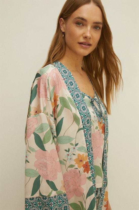 Oasis Patched Floral Satin Robe 2