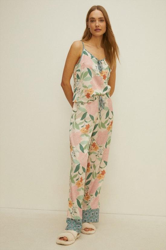 Oasis Patched Floral Cami Satin Pyjama Set 1