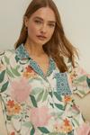 Oasis Patched Floral Shirt Satin Pyjama Set thumbnail 1