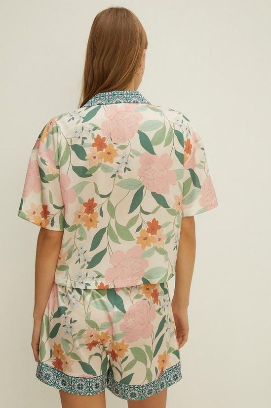 Oasis Patched Floral Shirt Satin Pyjama Set 3