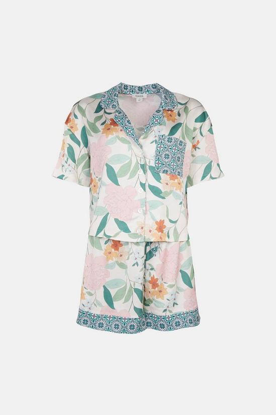 Oasis Patched Floral Shirt Satin Pyjama Set 4