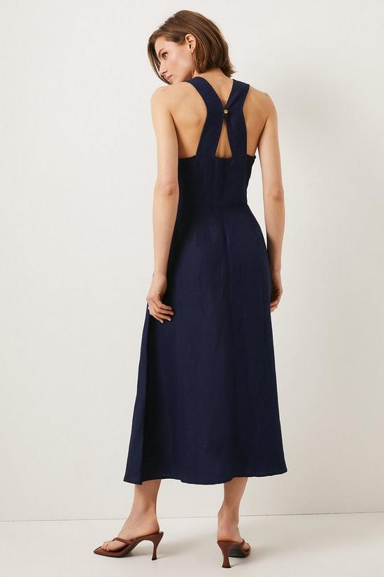 Oasis Petite Linen Mix V Neck Tailored Midi Dress 3
