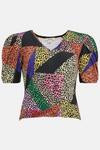 Oasis Slinky Jersey Animal Printed Ruched Sleeve Top thumbnail 4