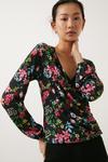 Oasis Slinky Jersey Floral Printed Jersey Wrap Ruched Top thumbnail 1