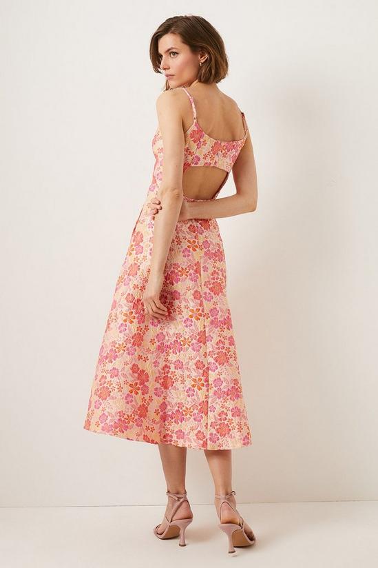 Oasis Open Back Floral Jacquard Midi Dress 3